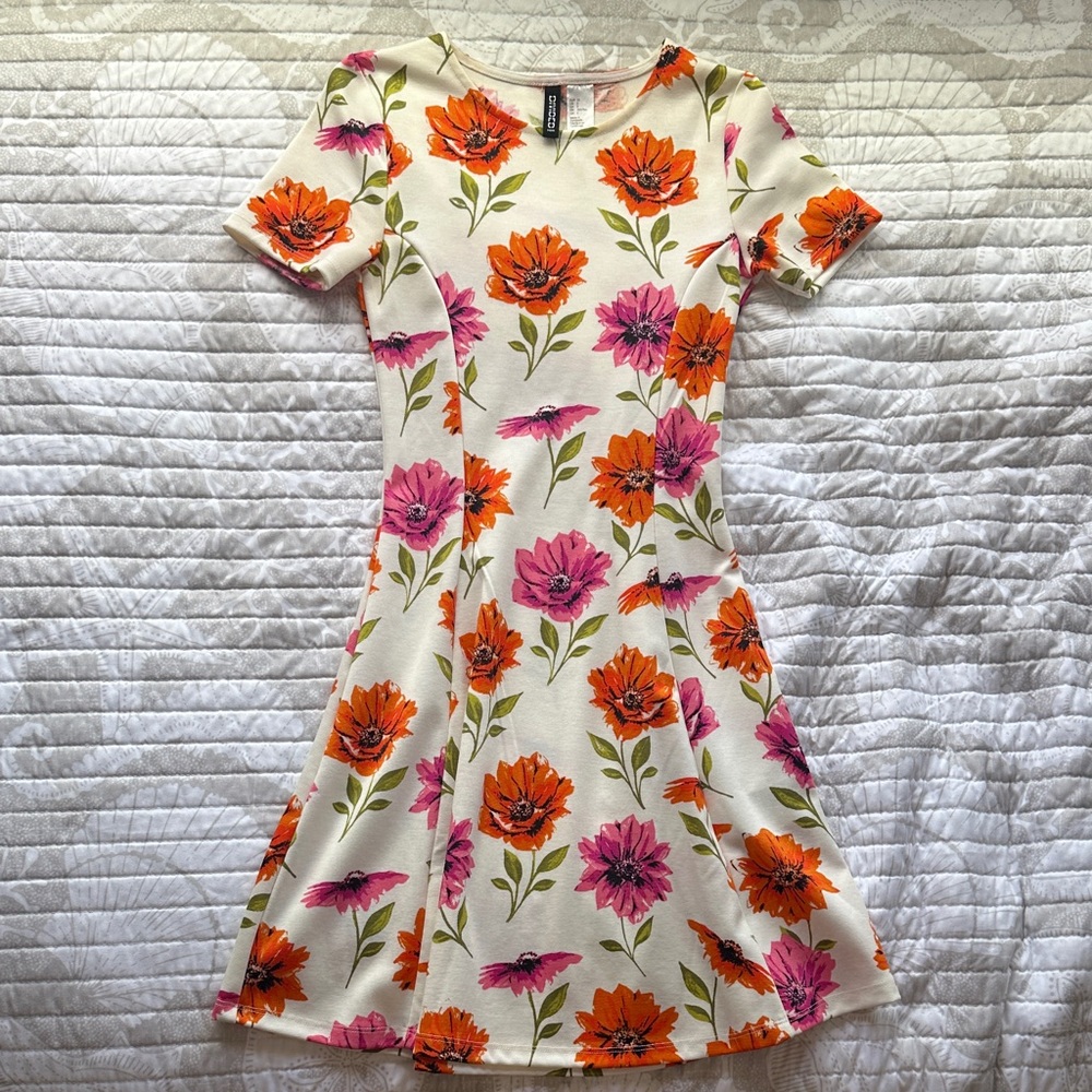 H&M Floral Dress in Pink and Orange